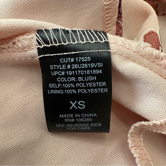 Three Pink Hearts Dress Womens XS Floral Print Maxi Pink High Low Hem Ruched‎ - Picture 11 of 13